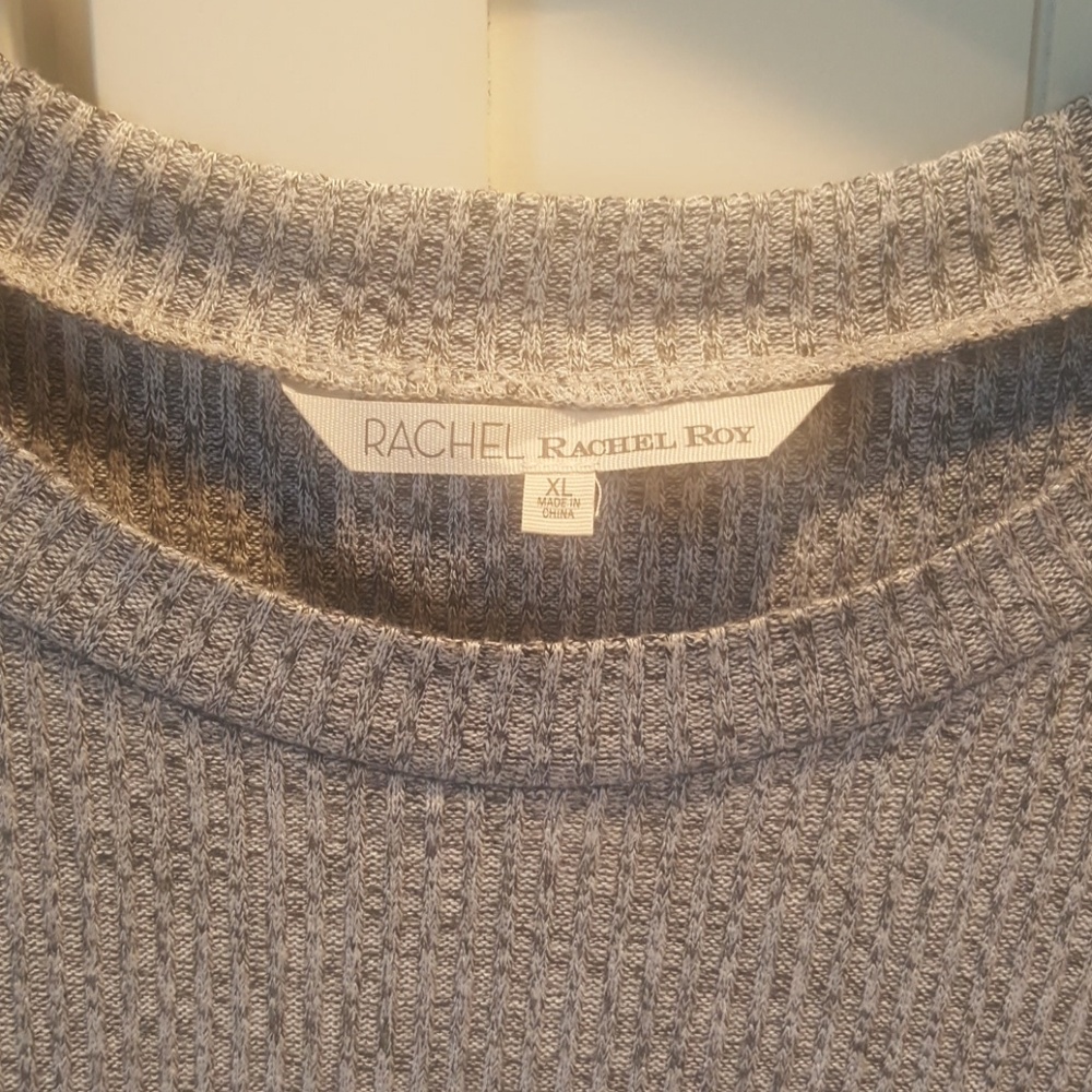 Rachel Roy Hi-Low zipper sides lightweight sweater